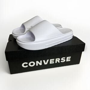 Converse Unisex Comfortable Essential White Slide Sandals Men 7 Women 8 Cushion